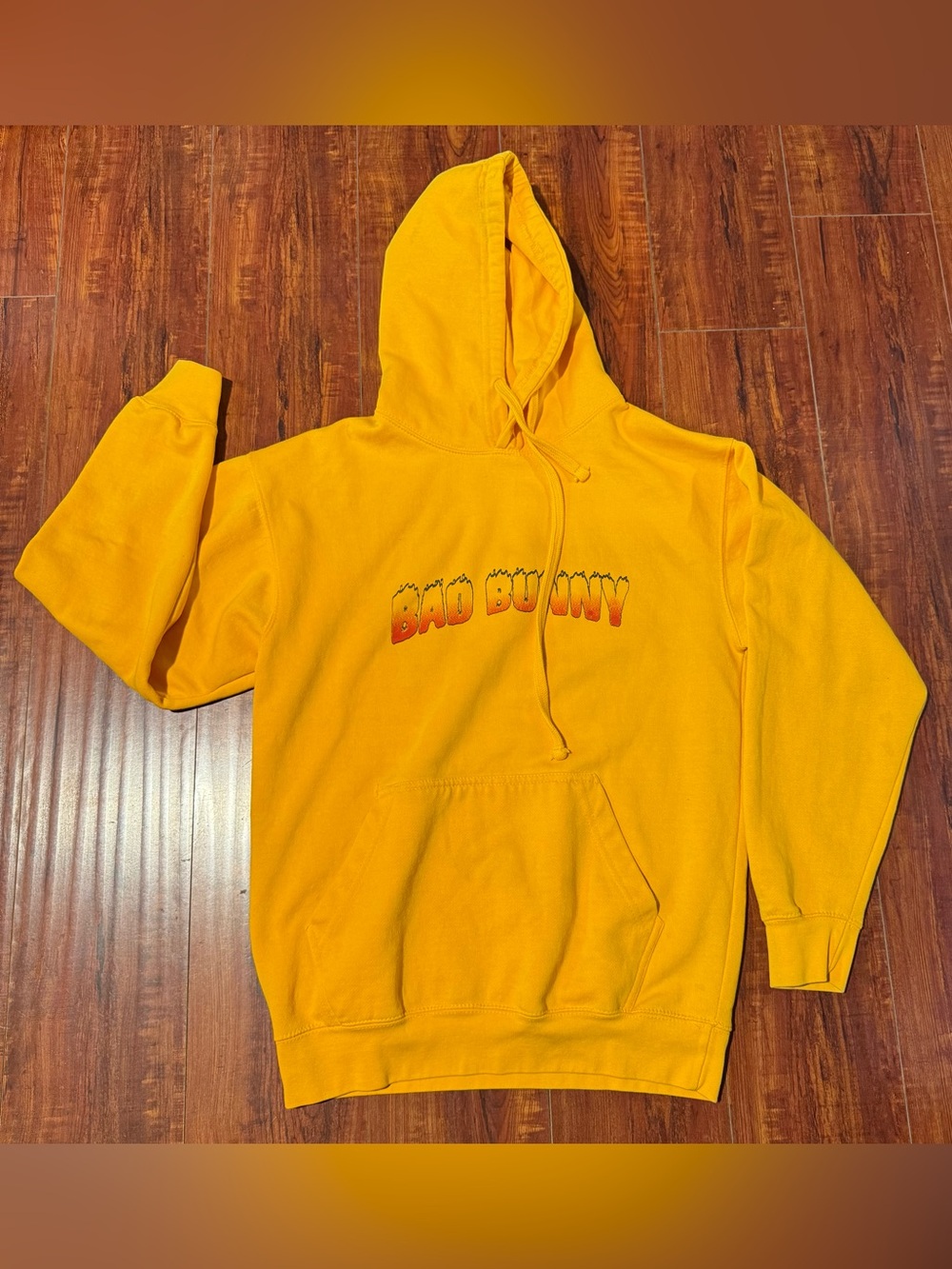 Bad Bunny X100PRE Yellow Long Sleeve Hoodie Sweatshirt Mens Sz Med Used Read Blw